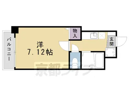 山陰本線 二条駅 徒歩7分 5階建 築27年(1K/3階)の間取り写真