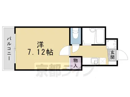 山陰本線 二条駅 徒歩7分 5階建 築27年(1K/4階)の間取り写真