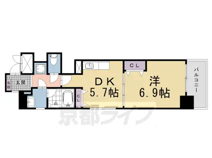 京都市烏丸線 四条駅(京都市営) 徒歩2分 9階建 築25年(1DK/5階)の間取り写真