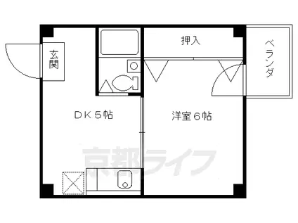 京都市烏丸線 五条駅(京都市営) 徒歩5分 4階建 築36年(1DK/3階)の間取り写真