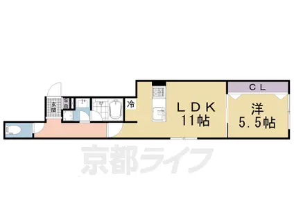 京阪電気鉄道京阪線 清水五条駅 徒歩8分 5階建 築2年(1LDK/4階)の間取り写真
