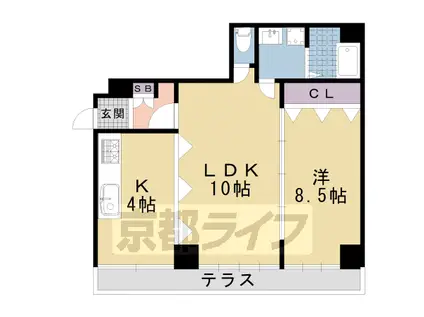 京阪電気鉄道鴨東線 出町柳駅 徒歩10分 3階建 築36年(1LDK/1階)の間取り写真