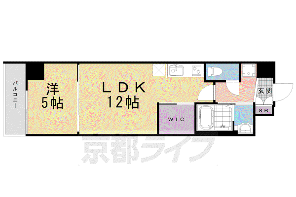 東海道本線 京都駅 徒歩15分 5階建 築3年(1LDK/2階)の間取り写真