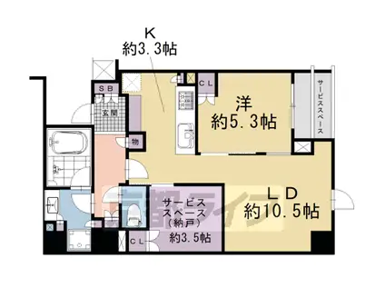 パークホームズ京都二条城(1SLDK/4階)の間取り写真