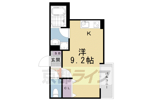 近鉄京都線 東寺駅 徒歩12分 3階建 築3年(ワンルーム/2階)の間取り写真