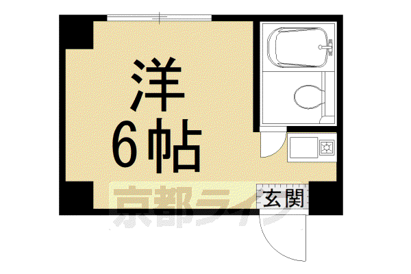 京都市東西線 太秦天神川駅 徒歩13分 3階建 築31年(ワンルーム/3階)の間取り写真
