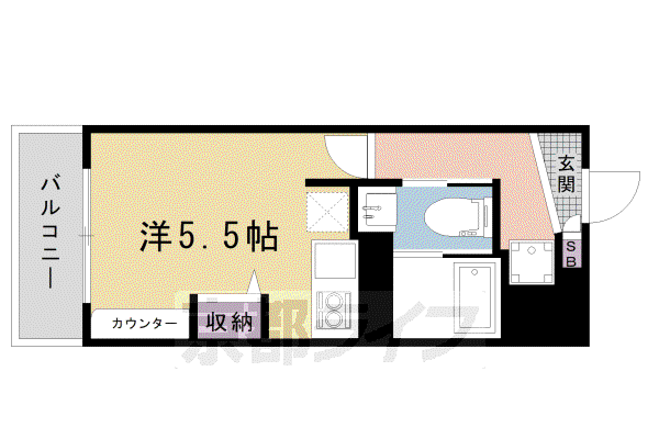 DETOM-1衣笠(ワンルーム/2階)の間取り写真