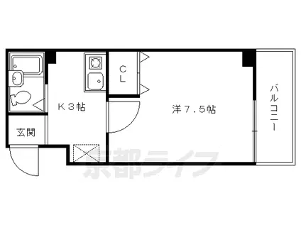京阪電気鉄道京阪線 鳥羽街道駅 徒歩5分 3階建 築32年(1K/2階)の間取り写真