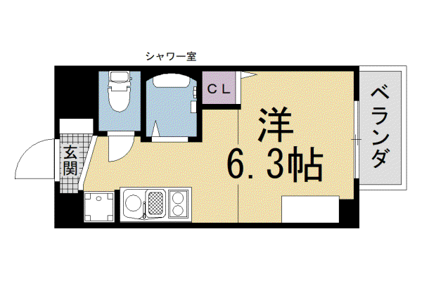 きんこん館(ワンルーム/1階)の間取り写真
