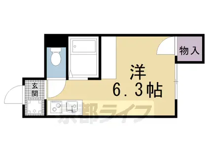 京都市烏丸線 松ケ崎駅(京都) 徒歩1分 4階建 築43年(1K/1階)の間取り写真