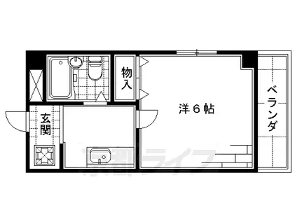 奈良線 桃山駅 徒歩2分 4階建 築31年(1K/4階)の間取り写真