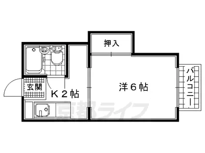 エスポワールコハタB棟(1K/2階)の間取り写真