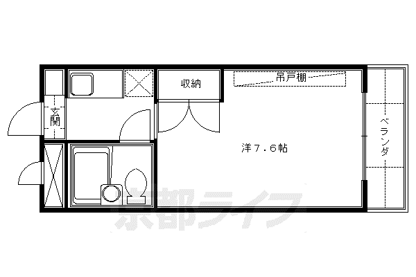 近鉄京都線 近鉄丹波橋駅 徒歩4分 2階建 築41年(1K/2階)の間取り写真