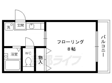 京福北野線 北野白梅町駅 徒歩15分 2階建 築32年(1K/1階)の間取り写真