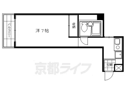 京阪電気鉄道宇治線 観月橋駅 徒歩5分 5階建 築36年(1K/2階)の間取り写真