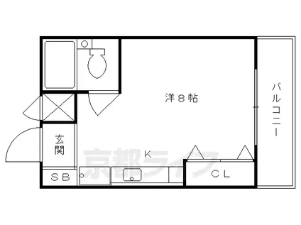 京阪電気鉄道京阪線 淀駅 徒歩3分 3階建 築35年(1K/2階)の間取り写真