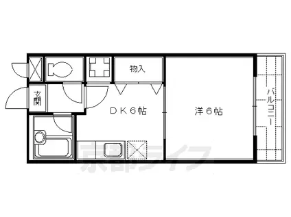 京都市烏丸線 竹田駅(京都) 徒歩3分 4階建 築38年(1DK/3階)の間取り写真