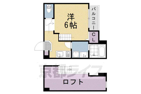京阪電気鉄道京阪線 淀駅 徒歩8分 2階建 築3年(1K/2階)の間取り写真