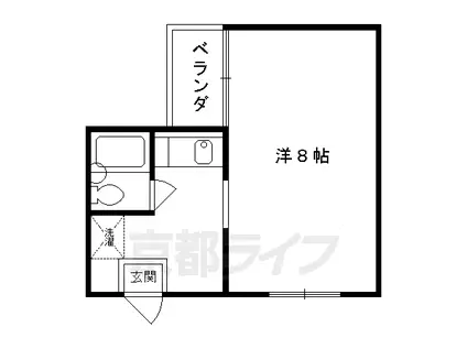 近鉄京都線 桃山御陵前駅 徒歩4分 4階建 築38年(1K/4階)の間取り写真