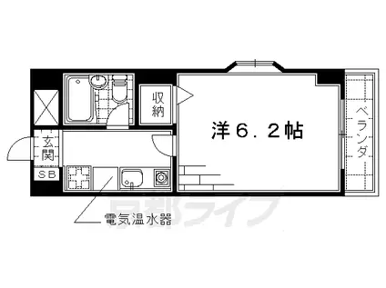 近鉄京都線 桃山御陵前駅 徒歩5分 6階建 築31年(1K/4階)の間取り写真