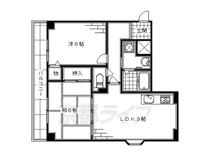 近鉄京都線 竹田駅(京都) 徒歩9分 5階建 築31年(2LDK/3階)の間取り写真