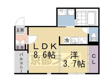 LA BELLE MER 伏見稲荷(1LDK/3階)の間取り写真