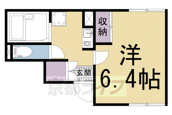 阪急電鉄京都線 大宮駅(京都) 徒歩7分 2階建 築16年(1K/1階)の間取り写真