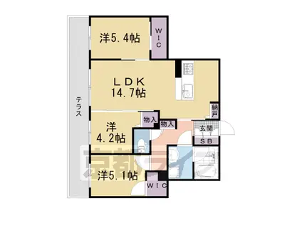 阪急電鉄京都線 西京極駅 徒歩5分 3階建 築2年(3LDK/1階)の間取り写真