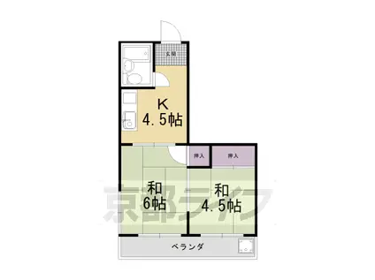 京都市東西線 西大路御池駅 徒歩6分 4階建 築47年(2DK/3階)の間取り写真