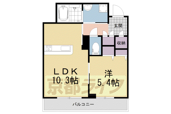 近鉄京都線 久津川駅 徒歩4分 3階建 築8年(1LDK/1階)の間取り写真