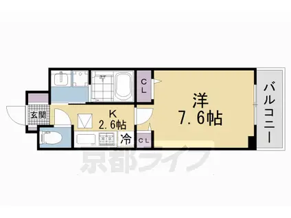 片町線 同志社前駅 徒歩6分 3階建 築1年(1K/1階)の間取り写真