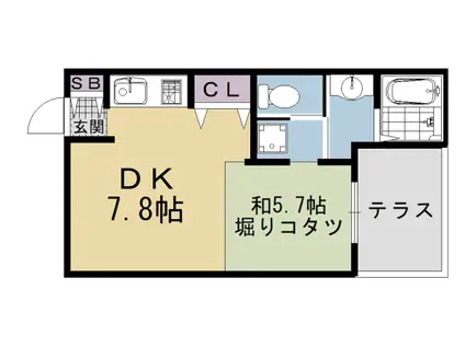 グランドジャパニング京都五条(1DK/2階)の間取り写真