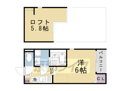 京阪電気鉄道京津線 四宮駅 徒歩3分 2階建 築2年(ワンルーム/1階)の間取り写真
