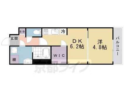 山陰本線 二条駅 徒歩8分 5階建 築2年(1DK/4階)の間取り写真