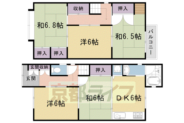 京都市東西線 太秦天神川駅 徒歩7分 2階建 築41年(5DK)の間取り写真