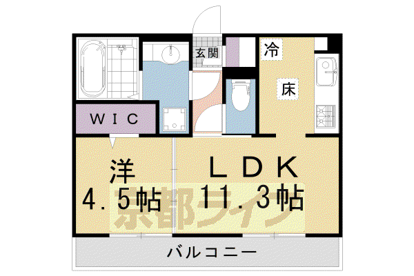 京都市烏丸線 北山駅(京都) 徒歩7分 3階建 築2年(1LDK/1階)の間取り写真