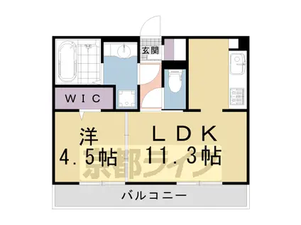 京都市烏丸線 北山駅(京都) 徒歩7分 3階建 築2年(1LDK/2階)の間取り写真