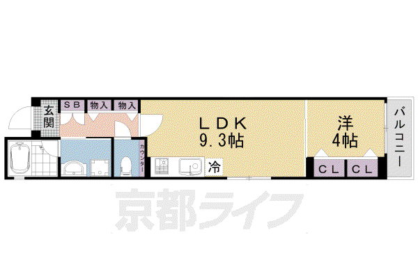 ベラジオ雅び北野白梅町(1LDK/3階)の間取り写真