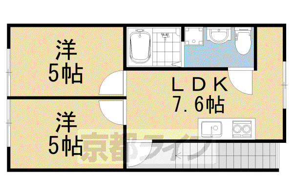 京都市東西線 東野駅(京都) 徒歩16分 2階建 築3年(2LDK/2階)の間取り写真