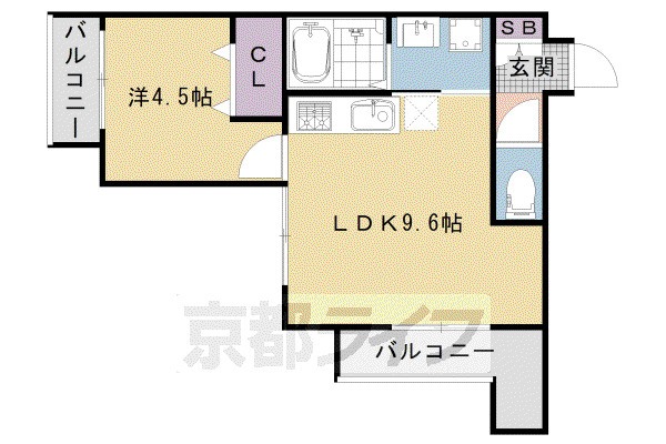 阪急電鉄京都線 西院駅(阪急) 徒歩7分 3階建 築3年(1LDK/2階)の間取り写真