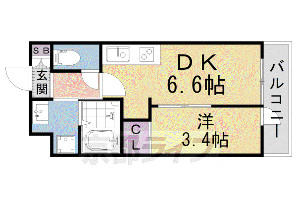 京阪電気鉄道京津線 京阪山科駅 徒歩11分 3階建 築2年(1DK/2階)の間取り写真