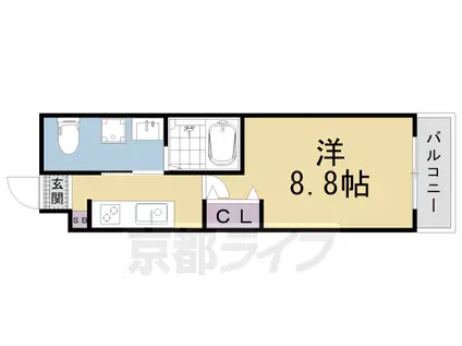 京阪電気鉄道京津線 京阪山科駅 徒歩11分 3階建 築2年(1K/2階)の間取り写真