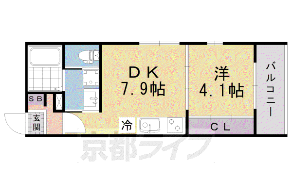 ACERO醍醐(1DK/1階)の間取り写真