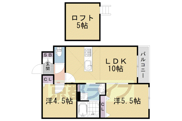 山陰本線 花園駅(京都) 徒歩12分 2階建 築2年(2LDK/2階)の間取り写真