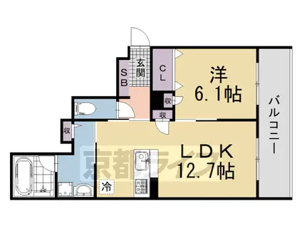 シャーメゾン アオハウオリ(1LDK/1階)の間取り写真