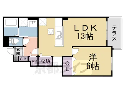 関西本線 木津駅(京都) 徒歩14分 2階建 築9年(1LDK/1階)の間取り写真