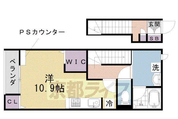 叡山電鉄 二軒茶屋駅(京都) 徒歩25分 2階建 築2年(ワンルーム/2階)の間取り写真