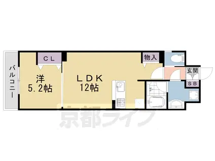 京都市東西線 二条城前駅 徒歩7分 10階建 築2年(1LDK/10階)の間取り写真