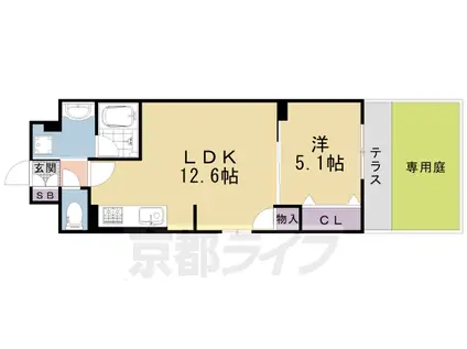 ベラジオ雅び京都三条通(1LDK/1階)の間取り写真