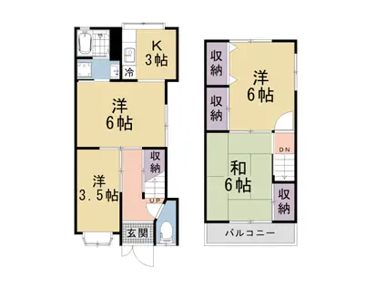 阪急電鉄嵐山線 上桂駅 徒歩18分 2階建 築59年(4K)の間取り写真